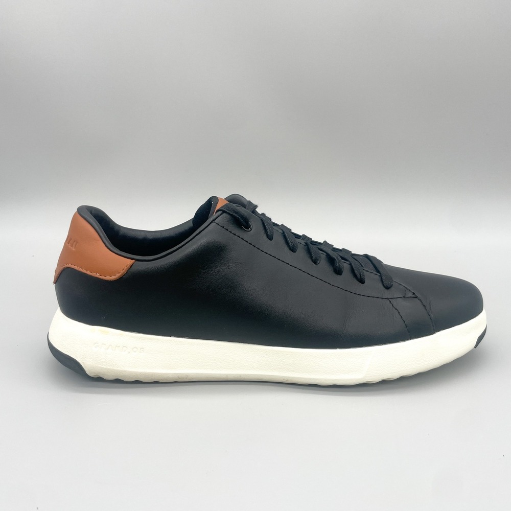 Cole Haan Mens 11M Grandpro Crosscourt Black Leather Tennis Sneakers Casual Shoe